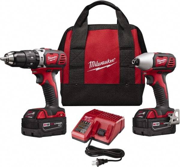 Milwaukee Tool - 18 Volt Cordless Tool Combination Kit - Includes Brushless Compact Drill/Driver & Brushless 1/4" Impact Driver, Lithium-Ion Battery Included - Eagle Tool & Supply