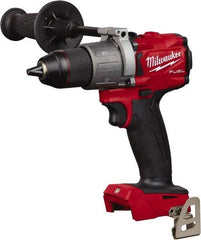 Milwaukee Tool - 18 Volt 1/2" Single-Sleeve Ratcheting Chuck Cordless Hammer Drill - 0 to 32,000 BPM, 0 to 550 & 0 to 2,000 RPM, Reversible - Eagle Tool & Supply