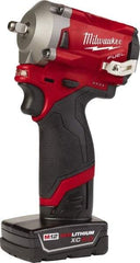 Milwaukee Tool - 3/8" Drive 12 Volt Pistol Grip Cordless Impact Wrench & Ratchet - 2,700 RPM, 0 to 3,200 BPM, 250 Ft/Lb Torque, 2 Lithium-Ion Batteries Included - Eagle Tool & Supply