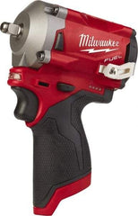 Milwaukee Tool - 3/8" Drive 12 Volt Pistol Grip Cordless Impact Wrench & Ratchet - 2,700 RPM, 0 to 3,200 BPM, 250 Ft/Lb Torque, Lithium-Ion Batteries - Eagle Tool & Supply