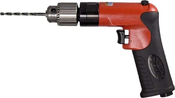 Sioux Tools - 1/4" Reversible Keyed Chuck - Pistol Grip Handle, 2,400 RPM, 12 LPS, 0.5 hp, 90 psi - Eagle Tool & Supply