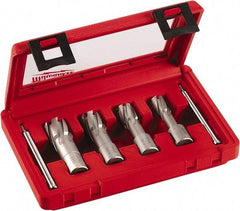 Milwaukee Tool - 4 Piece, 9/16 to 15/16" Cutter Diam, 1-3/8" Cutting Depth, Carbide-Tipped Annular Cutter Set - 9/16, 11/16, 13/16, 15/16" Cutter Diam - Eagle Tool & Supply