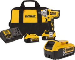 DeWALT - 1/2" Drive 20 Volt Mid-Handle Cordless Impact Wrench & Ratchet - 2,000 RPM, 0 to 3,100 BPM, 330 Ft/Lb Torque, 3 Lithium-Ion Batteries Included - Eagle Tool & Supply