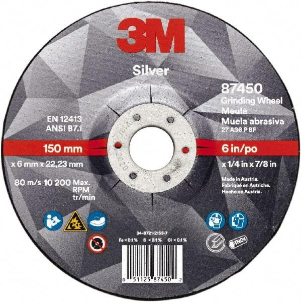 3M - Depressed-Center Wheels Wheel Diameter (Inch): 6 Wheel Thickness (Decimal Inch): 0.2500 - Eagle Tool & Supply
