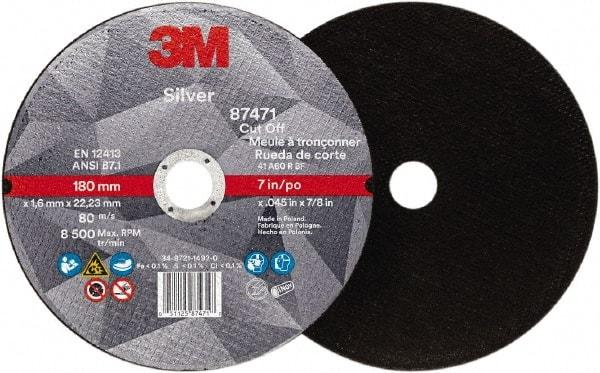 3M - 7" Ceramic Cutoff Wheel - 0.045" Thick, 7/8" Arbor, Use with Angle Grinders - Eagle Tool & Supply