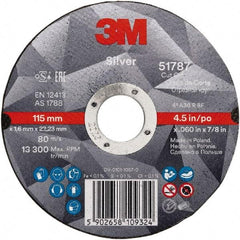 3M - 5" Ceramic Cutoff Wheel - 0.045" Thick, 7/8" Arbor, Use with Angle Grinders - Eagle Tool & Supply