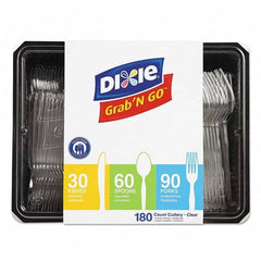 Dixie - Combo Pack, Tray w/Plastic Utensils, 90 Forks, 30 Knives, 60 Spoons - Eagle Tool & Supply