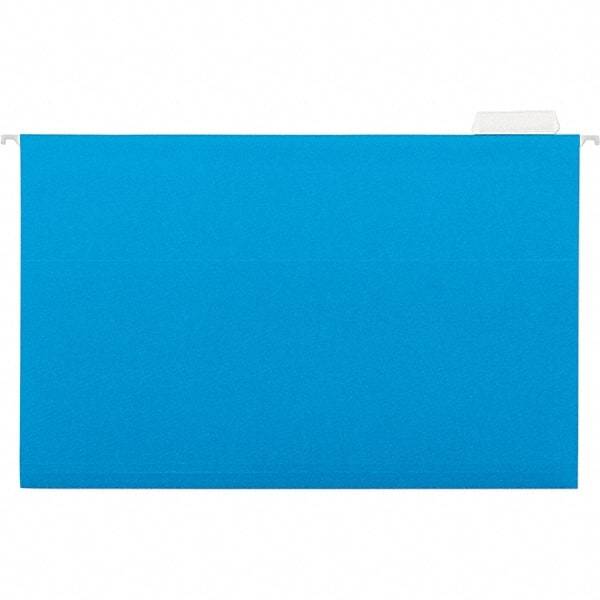 Universal One - 9-5/8 x 14-3/4", Legal, Blue, Hanging File Folder - 11 Point Stock, 1/5 Tab Cut Location - Eagle Tool & Supply