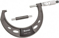 Starrett - 3 to 4" Range, 0.0001" Graduation, Mechanical Outside Micrometer - Ratchet Thimble, 2-1/4" Throat Depth, Accurate to 0.0001" - Eagle Tool & Supply