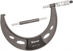Starrett - 5 to 6" Range, 0.0001" Graduation, Mechanical Outside Micrometer - Ratchet Thimble, 3.35" Throat Depth, Accurate to 0.0001" - Eagle Tool & Supply