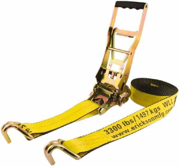 Erickson Manufacturing - 30' Long x 2" Wide, 10,000 Lb Basket Capacity, Polyester & Steel Web Sling - Yellow - Eagle Tool & Supply