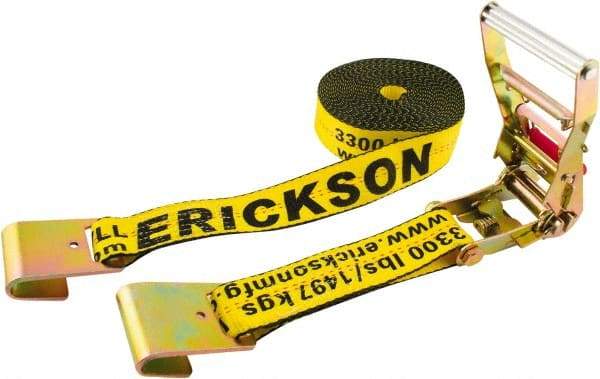 Erickson Manufacturing - 30' Long x 2" Wide, 10,000 Lb Basket Capacity, Polyester & Steel Web Sling - Yellow - Eagle Tool & Supply