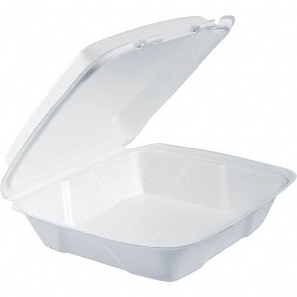 DART - 9-3/8 x 9-3/8 x 3" Foam Hinged Lid Containers - White - Eagle Tool & Supply