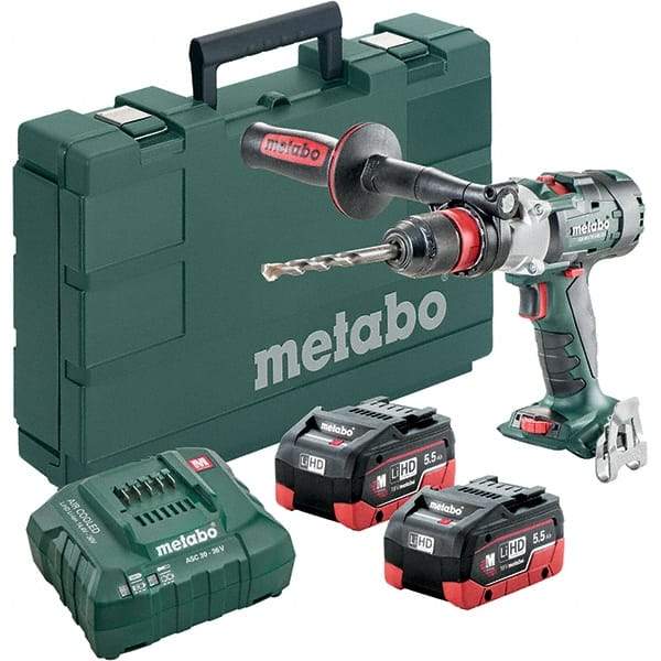 Metabo - 18 Volt 1/16 to 1/2" Keyless Chuck Cordless Hammer Drill - 32300 BPM, 500 to 3,800 RPM, Reversible, Pistol Grip Handle - Eagle Tool & Supply