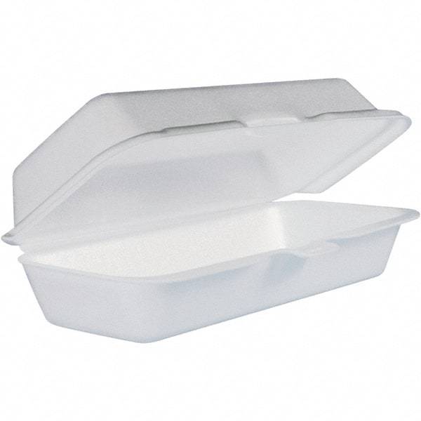 DART - 7-1/10 x 3-4/5 x 2-3/10" Foam Hot Dog Container with Hinged Lid - White - Eagle Tool & Supply