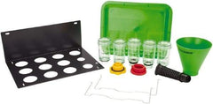 OEM Tools - 16 oz Capacity Plastic Funnel Set - 5" Mouth OD, 3-3/4" Straight Spout, Green & Clear - Eagle Tool & Supply