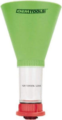 OEM Tools - 16 oz Capacity Plastic Funnel - 5" Mouth OD, 3-3/4" Straight Spout, Green, Clear & Red - Eagle Tool & Supply