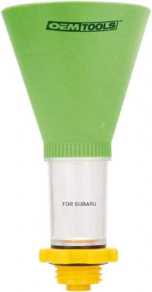 OEM Tools - 16 oz Capacity Plastic Funnel - 5" Mouth OD, 3-3/4" Straight Spout, Green, Clear & Yellow - Eagle Tool & Supply