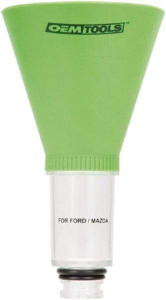 OEM Tools - 16 oz Capacity Plastic Funnel - 5" Mouth OD, 3-3/4" Straight Spout, Green & Clear - Eagle Tool & Supply