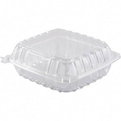 DART - 8-19/64 x 8-19/64 x 3" Hinged-Lid Plastic Containers - Clear - Eagle Tool & Supply