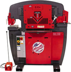 Edwards Manufacturing - 11" Throat Depth, 100 Ton Punch Pressure, 1-1/16" in 1" Punch Capacity Ironworker - 7-1/2 hp, 3 Phase, 460 Volts, 56" Wide x 63-1/8" High x 45-1/2" Deep - Eagle Tool & Supply