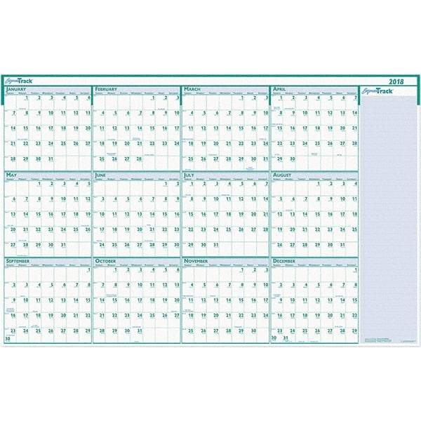 House of Doolittle - 1 Sheet, 24 x 37", Erasable Wall Calendar - White & Teal - Eagle Tool & Supply