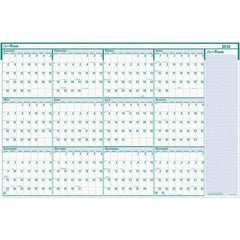 House of Doolittle - 1 Sheet, 24 x 37", Erasable Wall Calendar - White & Teal - Eagle Tool & Supply