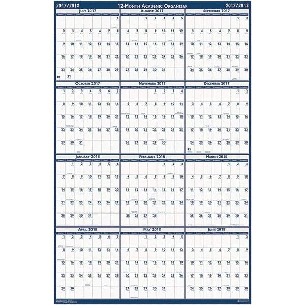 House of Doolittle - 1 Sheet, 24 x 37", Erasable Wall Calendar - Blue & Gray - Eagle Tool & Supply