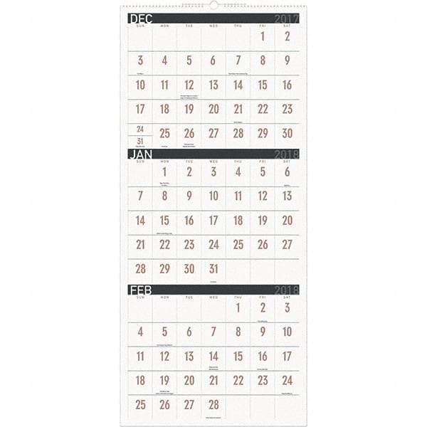 AT-A-GLANCE - 8 Sheet, 12 x 27", Wall Calendar - Eagle Tool & Supply