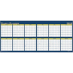 House of Doolittle - 1 Sheet, 60 x 26", Erasable Wall Planner - Yellow & Blue - Eagle Tool & Supply