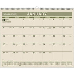 AT-A-GLANCE - 12 Sheet, 15 x 12", Wall Calendar - Green & White - Eagle Tool & Supply