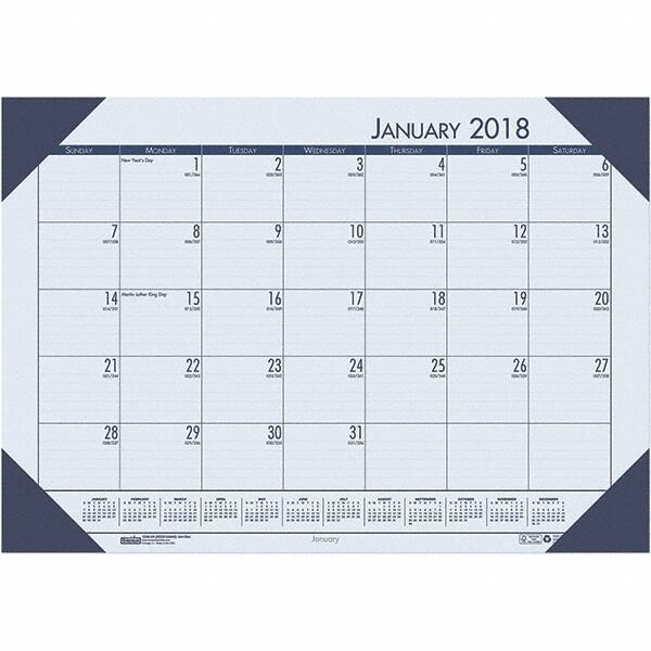 House of Doolittle - 12 Sheet, 22 x 17", Desk Pad Calendar - Ocean Blue - Eagle Tool & Supply