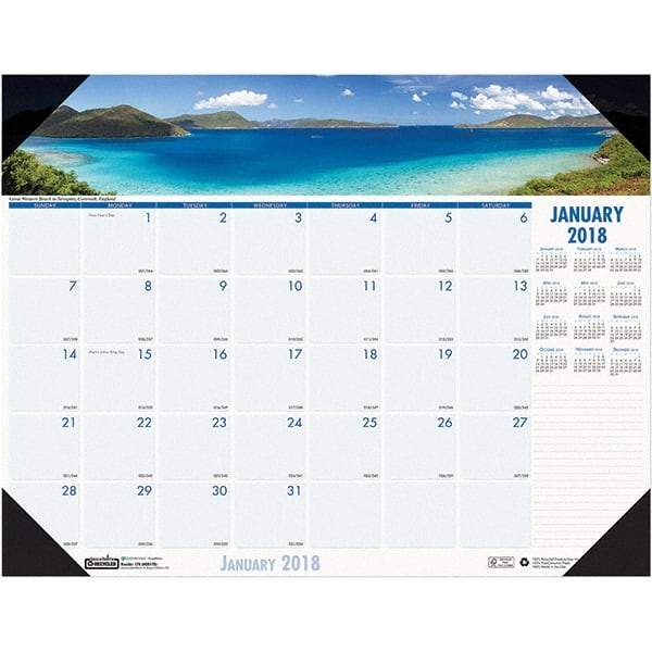 House of Doolittle - 12 Sheet, 18-1/2 x 13", Desk Pad Calendar - Coastlines - Eagle Tool & Supply