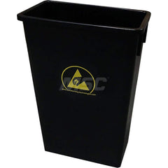 Trash Cans & Recycling Containers; Product Type: Trash Can; Container Capacity: 22 gal; Container Shape: Rectangle; Lid Type: No Lid; Container Material: Plastic; Color: Black; Finish: Unfinished; Graphic: Yellow ESD Symbol; Compatible Recyclable Material