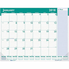 House of Doolittle - 12 Sheet, 22 x 17", Desk Pad Calendar - White & Teal - Eagle Tool & Supply