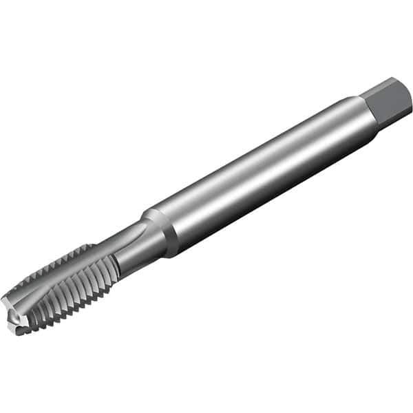 Sandvik Coromant - 3 Flute, AlCrN Finish, Powdered Metal High Speed Steel Spiral Point Tap - Plug Chamfer, 18mm Thread Length, 8mm Shank Diam, 4H Class of Fit - Exact Industrial Supply