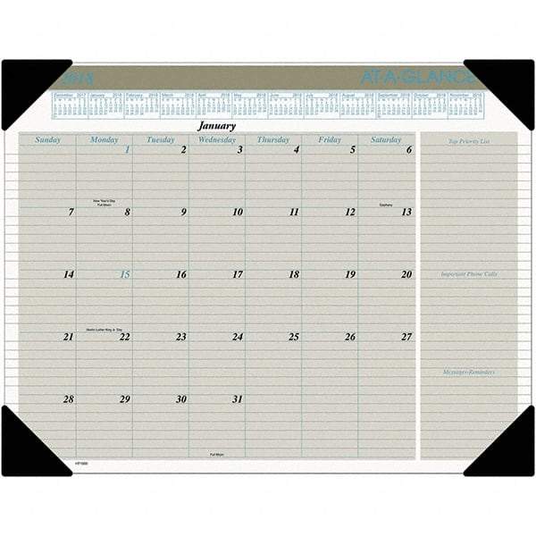 AT-A-GLANCE - 12 Sheet, 22 x 17", Desk Pad Calendar - Buff - Eagle Tool & Supply