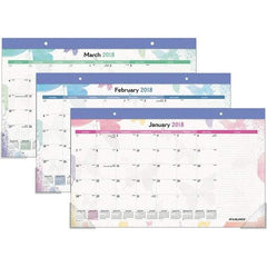 AT-A-GLANCE - 12 Sheet, 17-3/4 x 10-7/8", Desk Pad Calendar - Watercolors - Eagle Tool & Supply