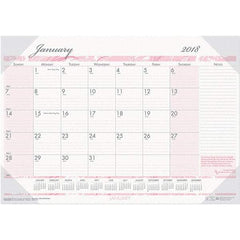 House of Doolittle - 12 Sheet, 18-1/2 x 13", Desk Pad Calendar - Pink & Gray - Eagle Tool & Supply