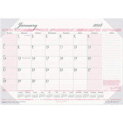 House of Doolittle - 12 Sheet, 22 x 17", Desk Pad Calendar - Pink & Gray - Eagle Tool & Supply