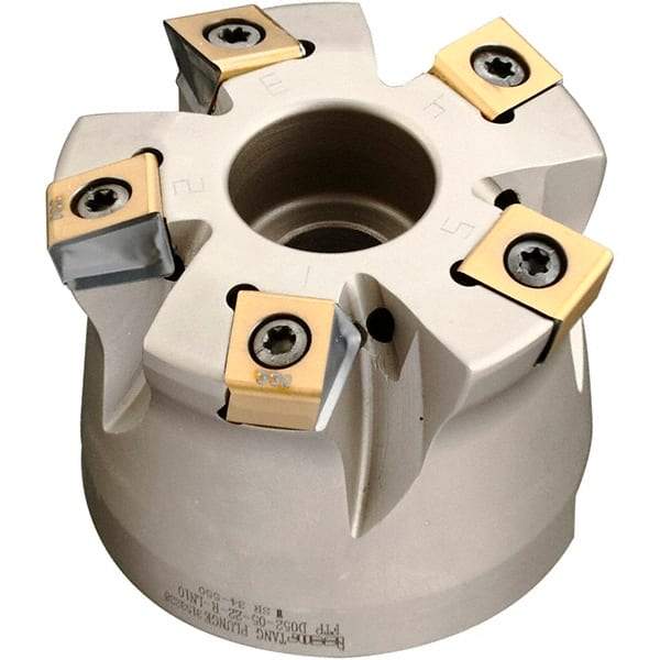 Iscar - 5 Inserts, 2" Cutter Diam, 0.071" Max Depth of Cut, Indexable High-Feed Face Mill - 3/4" Arbor Hole Diam, 1.57" High, FTP-LN10 Toolholder, LNHT 1006 Inserts, Series Helitang - Eagle Tool & Supply