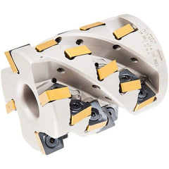 Iscar - 18 Inserts, 63mm Cut Diam, 27mm Arbor Diam, 69mm Max Depth of Cut, Indexable Square-Shoulder Face Mill - 80mm High, XNMU 1306 Insert Compatibility, Through Coolant, Series HeliSlot - Eagle Tool & Supply