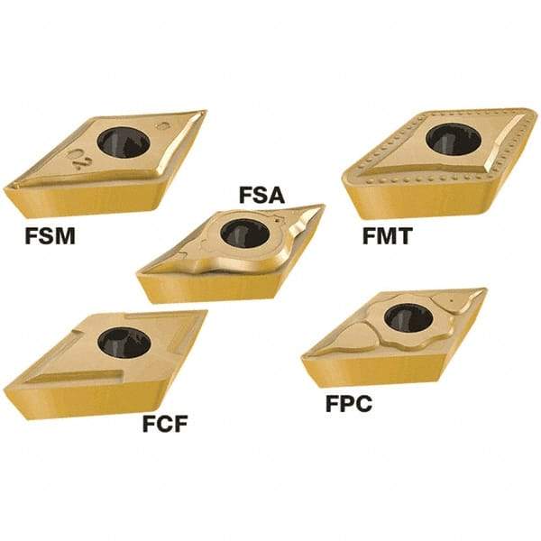 Iscar - DCMT3-1 FPC Grade IC520N Carbide Turning Insert - TiCN/TiN Finish, 55° Diamond, 9.52mm Inscr Circle, 3.97mm Thick, 0.4mm Corner Radius - Eagle Tool & Supply