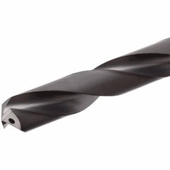 Iscar - 9.5mm 140° Solid Carbide Jobber Drill - TiAlN Finish, Right Hand Cut, Spiral Flute, Straight Shank, 103mm OAL, Standard Point - Eagle Tool & Supply