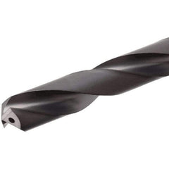 Iscar - 10.5mm 140° Solid Carbide Jobber Drill - TiAlN Finish, Right Hand Cut, Spiral Flute, Straight Shank, 102mm OAL, Standard Point - Eagle Tool & Supply