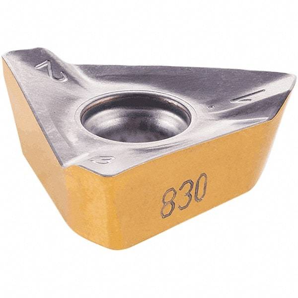 Iscar - HM390 TDKT1907 PDTR Grade IC810 Carbide Milling Insert - AlTiN/TiN Finish, 0.276" Thick, 14mm Inscribed Circle, 0.79mm Corner Radius - Eagle Tool & Supply