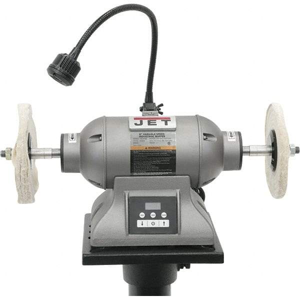 Jet - 8" Wheel Diam x 1/2" Wheel Width, 1 hp Buffer - 5/8" Arbor Hole Diam, 3 Phase, 3,600 Max RPM, 115 Volts - Eagle Tool & Supply