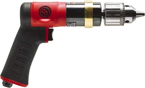 Chicago Pneumatic - 1/2" Keyed Chuck - Pistol Grip Handle, 600 RPM, 0.5 hp, 90 psi - Eagle Tool & Supply