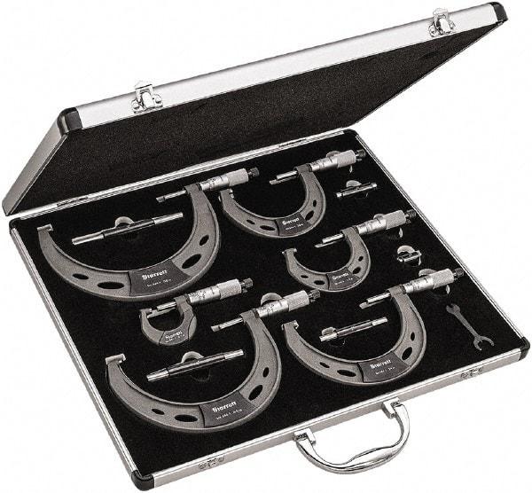 Starrett - Mechanical Outside Micrometer Sets Minimum Measurement (Inch): 0 Maximum Measurement (Inch): 6 - Eagle Tool & Supply