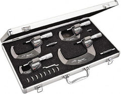 Starrett - Mechanical Outside Micrometer Sets Minimum Measurement (Inch): 0 Maximum Measurement (Inch): 4 - Eagle Tool & Supply